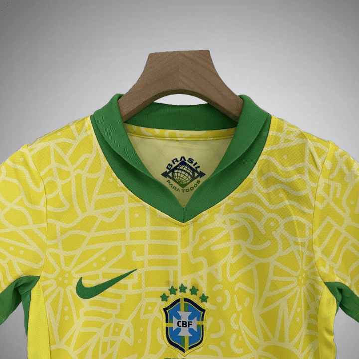 2024 Brazil Home Kids Size Kit from FootballPrestige.shop - Premium Concept kits