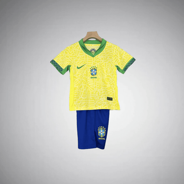 2024 Brazil Home Kids Size Kit from FootballPrestige.shop - Premium Concept kits