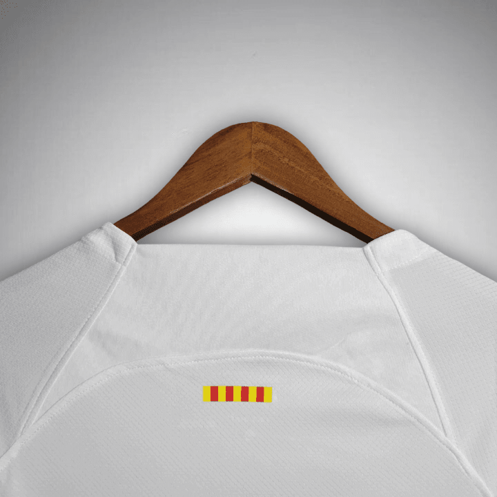 23/24 FC Barcelona White Long Sleeve Away Kit from FootballPrestige.shop - Premium Concept kits