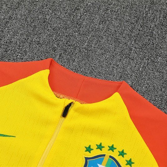 25/26 Brazil Training Yellow Kids Size Tracksuit from FootballPrestige.shop - Premium Concept kits