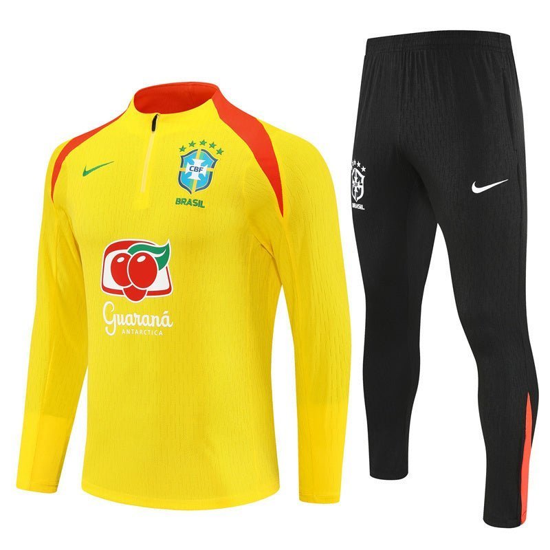 25/26 Brazil Training Yellow Kids Size Tracksuit from FootballPrestige.shop - Premium Concept kits