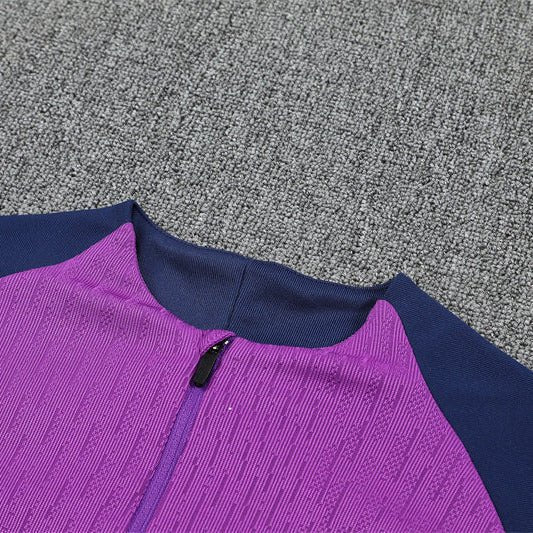 25/26 FC Barcelona Half Zip Training Purple/Blue Kids Size Tracksuit from FootballPrestige.shop - Premium Concept kits