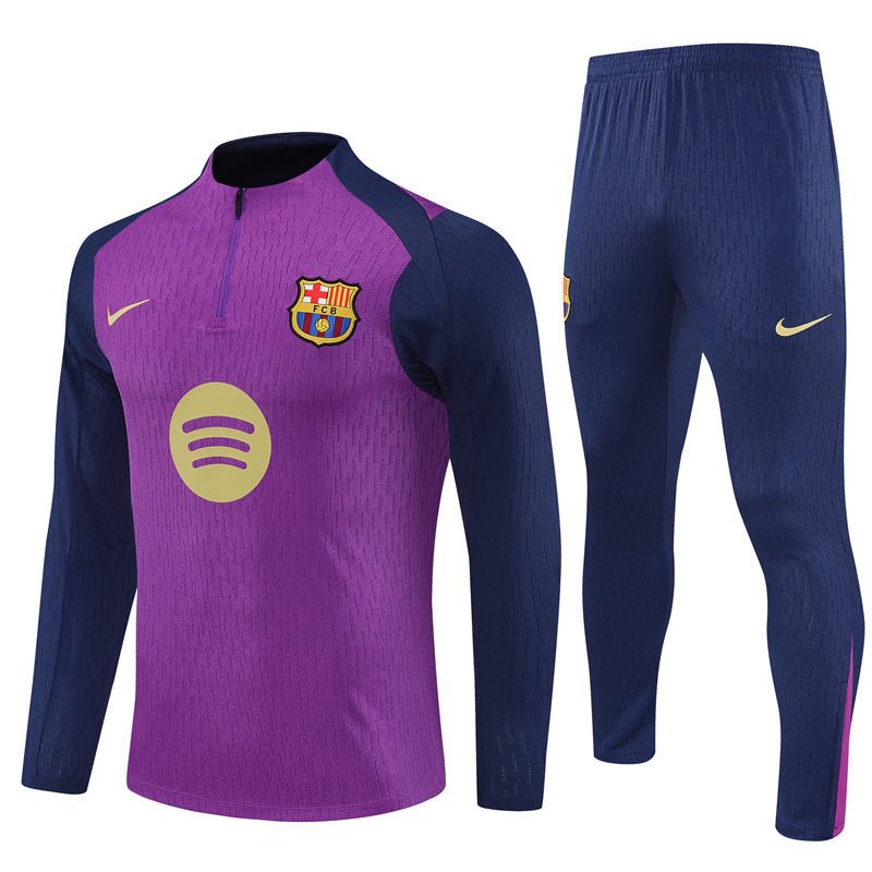 25/26 FC Barcelona Half Zip Training Purple/Blue Kids Size Tracksuit from FootballPrestige.shop - Premium Concept kits