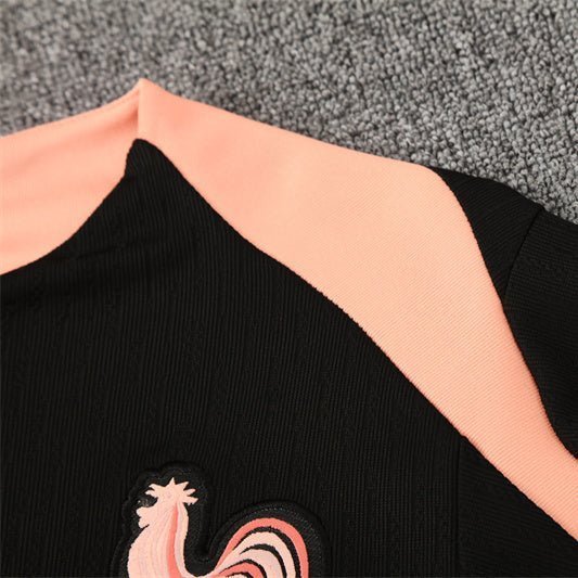 25/26 France Training Black/Light Pink Kids Size Tracksuit from FootballPrestige.shop - Premium Concept kits