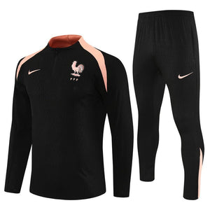 25/26 France Training Black/Light Pink Kids Size Tracksuit from FootballPrestige.shop - Premium Concept kits