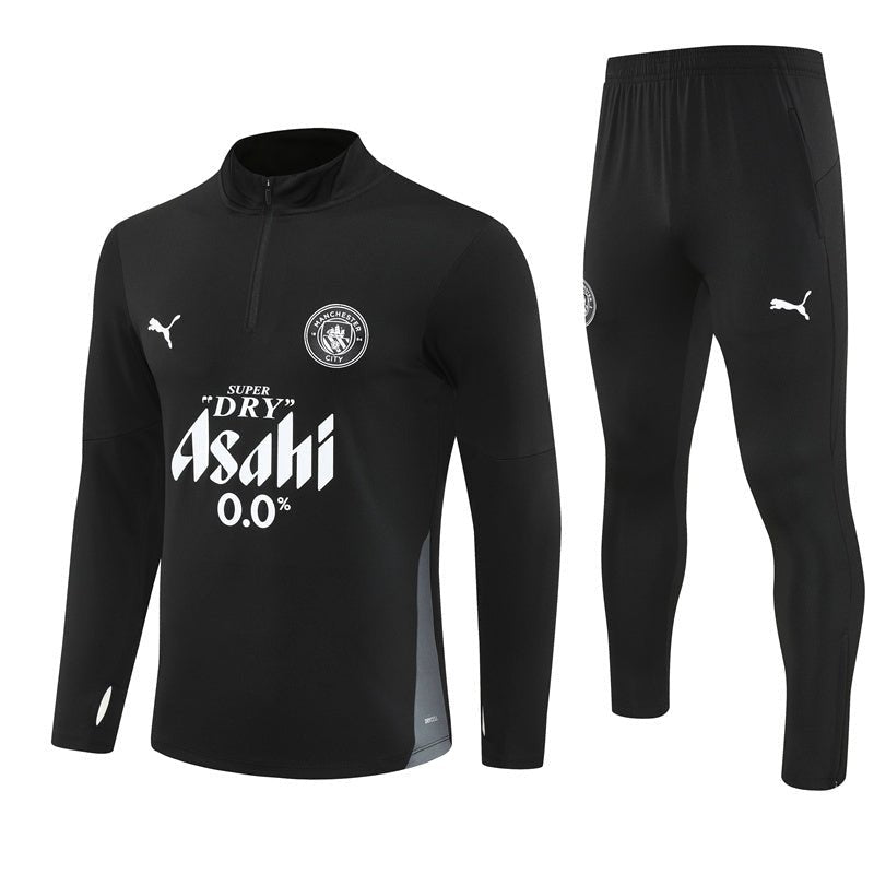 25/26 Manchester City x Asahi Black Tracksuit from FootballPrestige.shop - Premium Concept kits