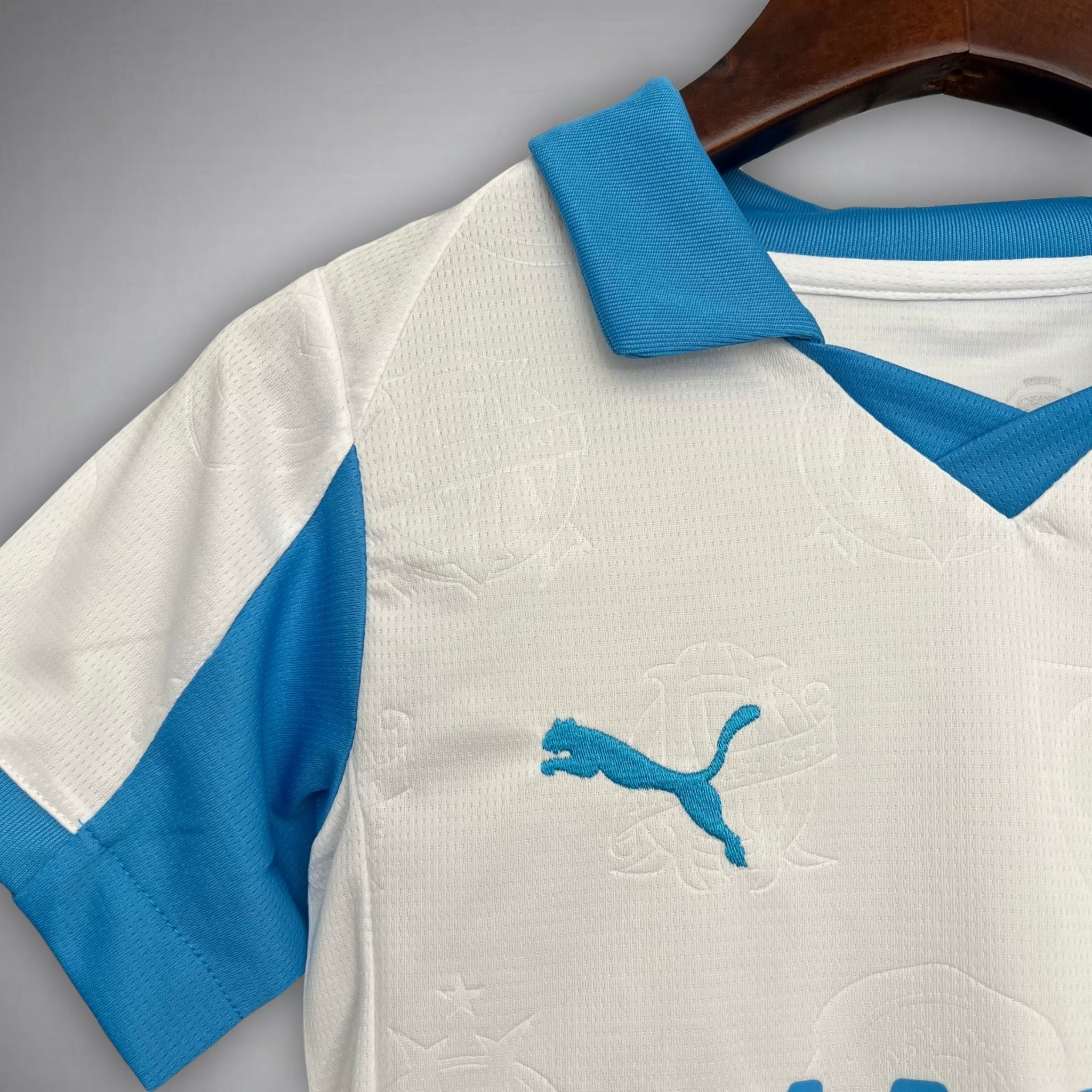 25/26 Marseille Home Kids Size Kit from FootballPrestige.shop - Premium Concept kits
