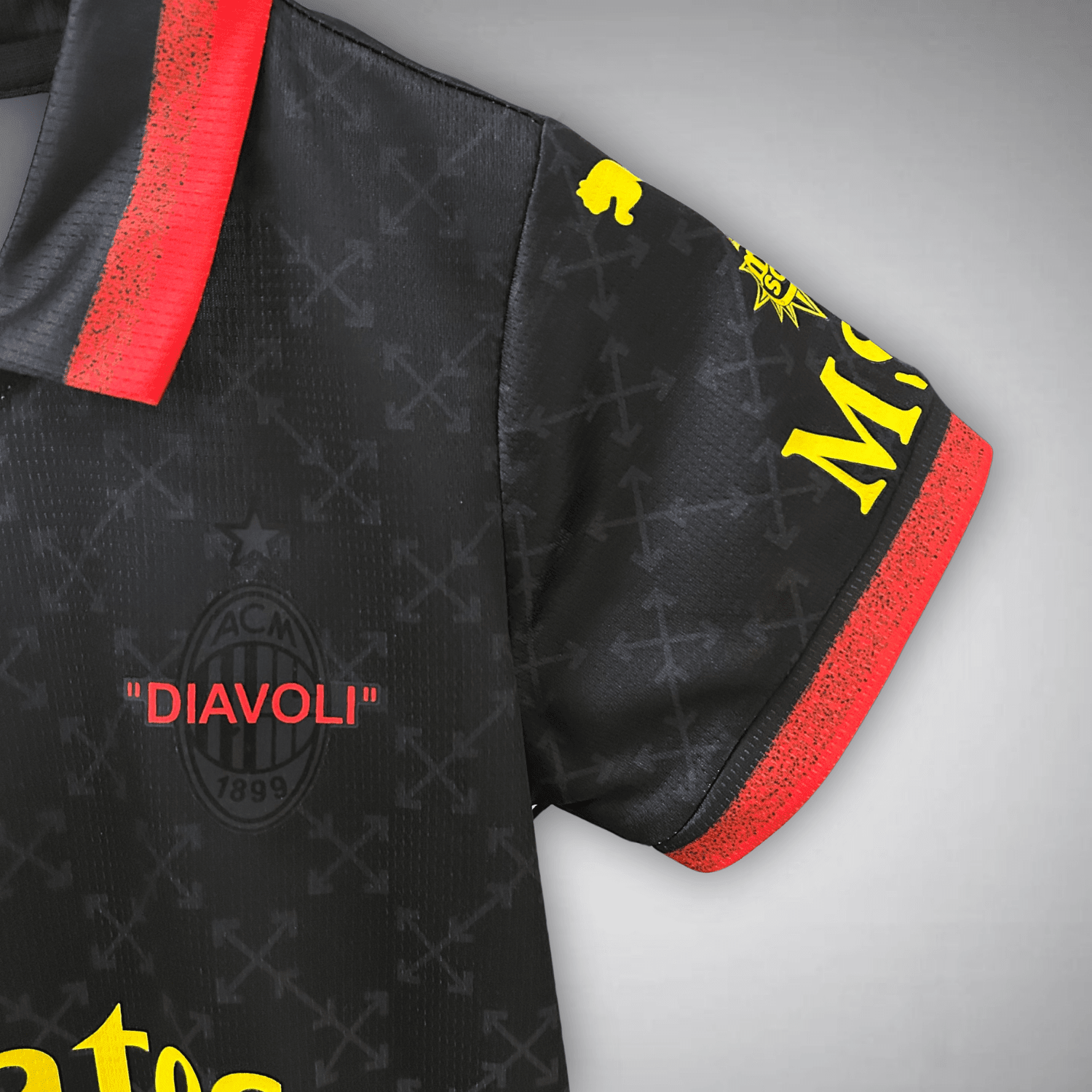 AC Milan x Off - White "Diavoli" Premium Kids Size Kit from FootballPrestige.shop - Premium Concept kits