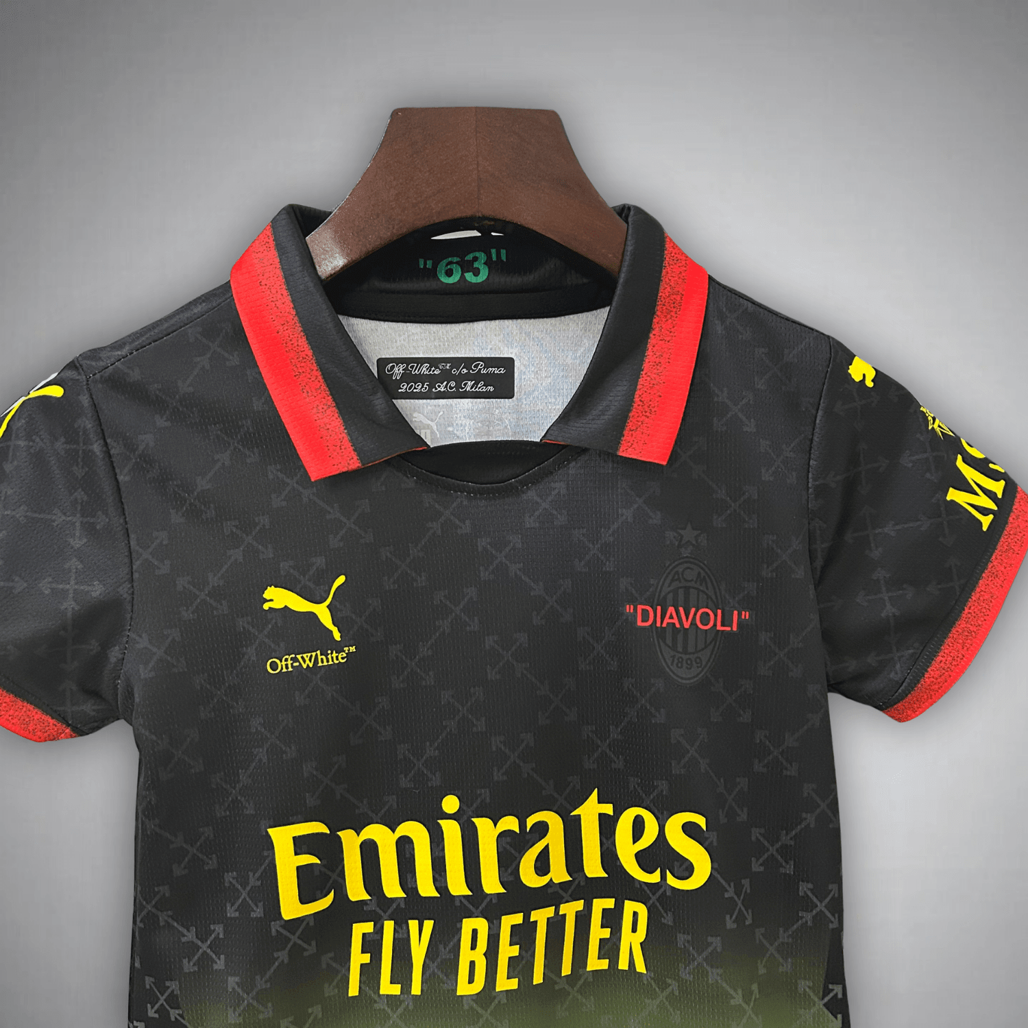 AC Milan x Off - White "Diavoli" Premium Kids Size Kit from FootballPrestige.shop - Premium Concept kits