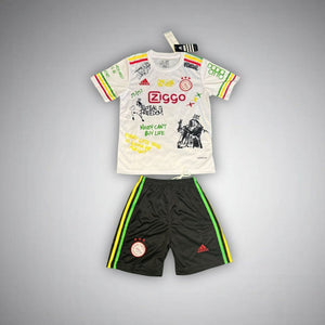 Ajax "Bob Marley" White Premium Kids Size Kit from FootballPrestige.shop - Premium Concept kits