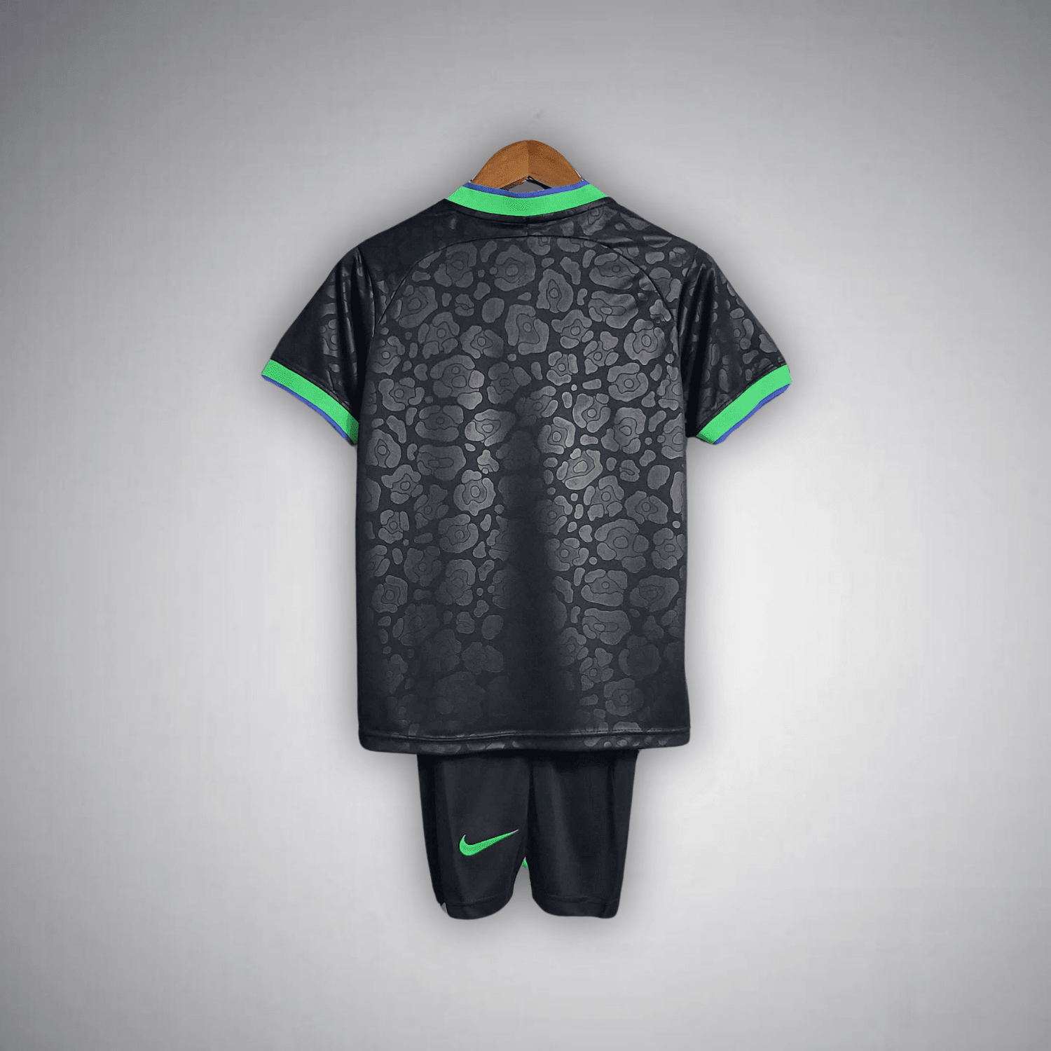 Brazil "Black Leopard" Premium Kids Size Kit from FootballPrestige.shop - Premium Concept kits