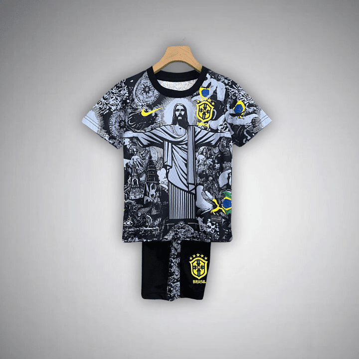 Brazil "Jesus" Premium Kids Size Kit from FootballPrestige.shop - Premium Concept kits
