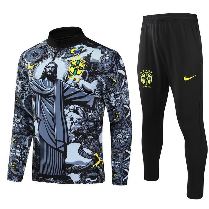 Brazil "Jesus" Premium Kids Size Tracksuit from FootballPrestige.shop - Premium Concept kits