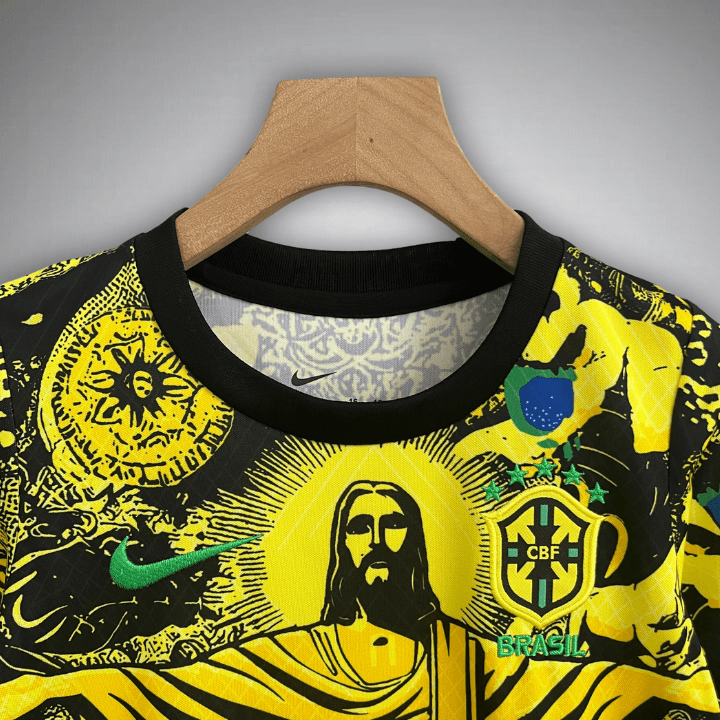 Brazil "Jesus" Premium Kids Size Yellow Kit from FootballPrestige.shop - Premium Concept kits