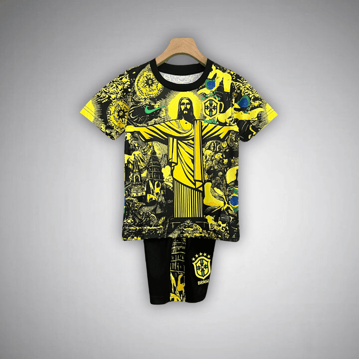 Brazil "Jesus" Premium Kids Size Yellow Kit from FootballPrestige.shop - Premium Concept kits