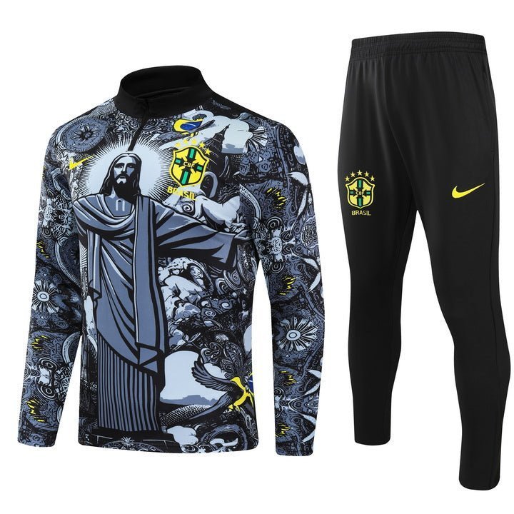 Brazil "Jesus" Premium Tracksuit from FootballPrestige.shop - Premium Concept kits