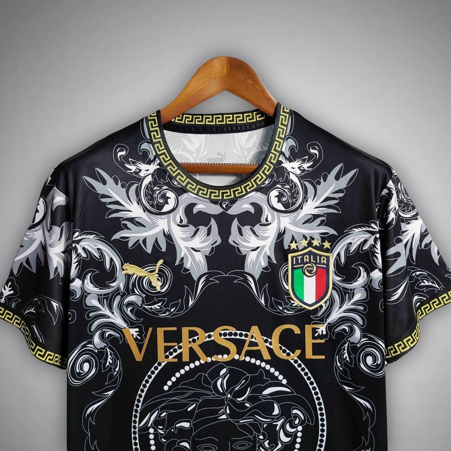 Italy "Versace" Premium Black Kit from FootballPrestige.shop - Premium Concept kits
