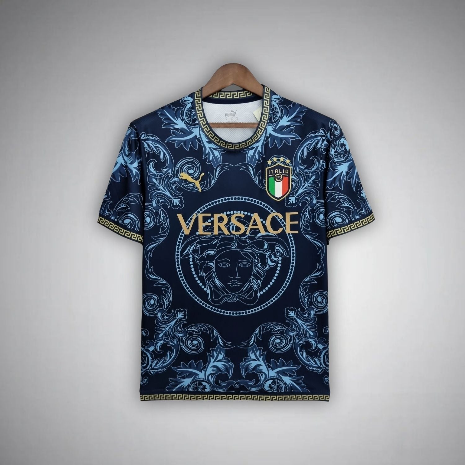 Italy "Versace" Premium Dark Blue Kit from FootballPrestige.shop - Premium Concept kits