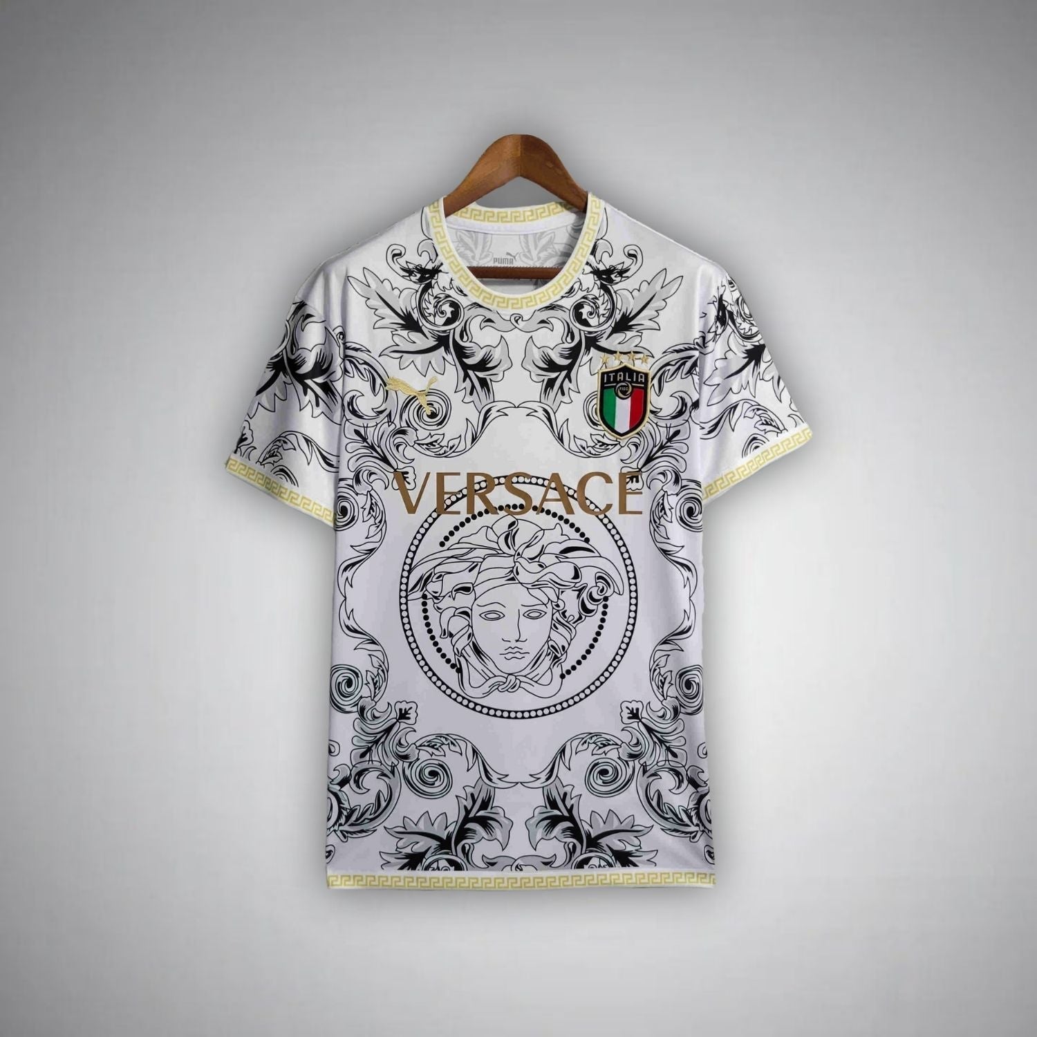 Italy "Versace" Premium White Kit from FootballPrestige.shop - Premium Concept kits