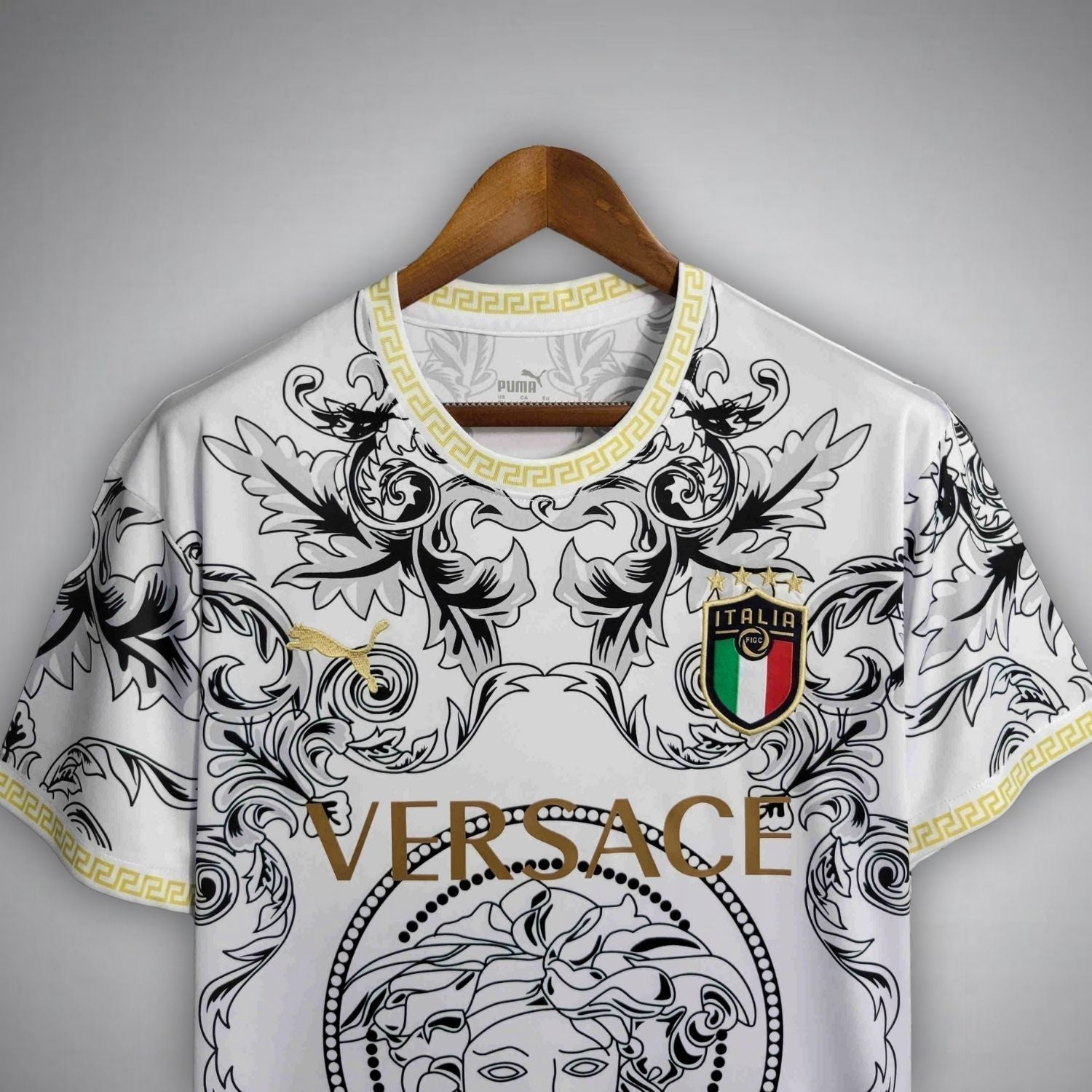 Italy "Versace" Premium White Kit from FootballPrestige.shop - Premium Concept kits