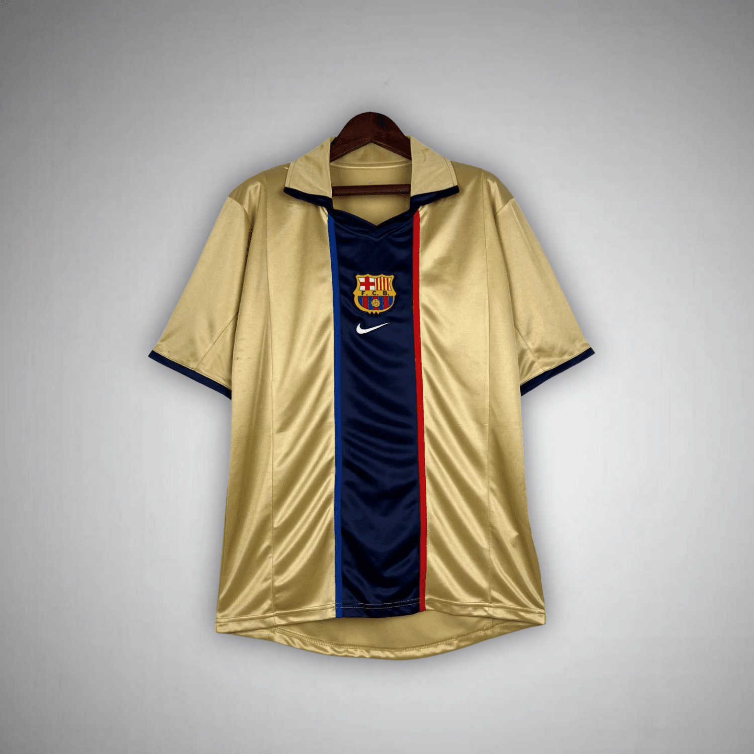 02/03 FC Barcelona Gold Away Retro Kit from FootballPrestige.shop - Premium Concept kits