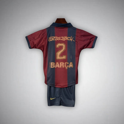2000/01 FC Barcelona Retro x Cactus Jack Limited Edition Kids Size Home Kit - Premium Quality Jersey at FootballPrestige.com