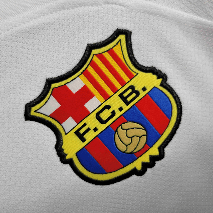 23/24 FC Barcelona White Long Sleeve Away Kit from FootballPrestige.shop - Premium Concept kits