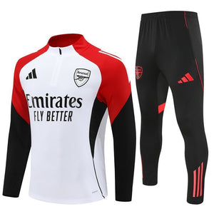 25/26 Arsenal White/Red Kids Size Tracksuit from FootballPrestige.shop - Premium Concept kits