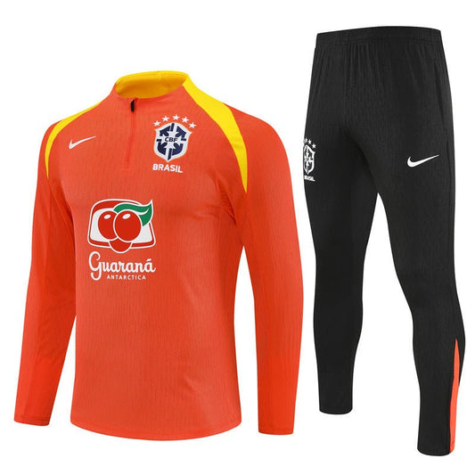 25/26 Brazil Training Orange Kids Size Tracksuit - Premium Quality Jersey at FootballPrestige.com