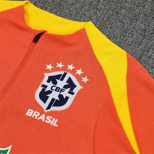 25/26 Brazil Training Orange Tracksuit from FootballPrestige.shop - Premium Concept kits