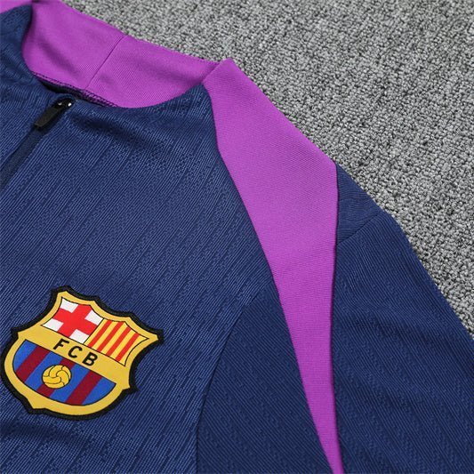 25/26 FC Barcelona Half Zip Training Blue/Purple Kids Size Tracksuit from FootballPrestige.shop - Premium Concept kits