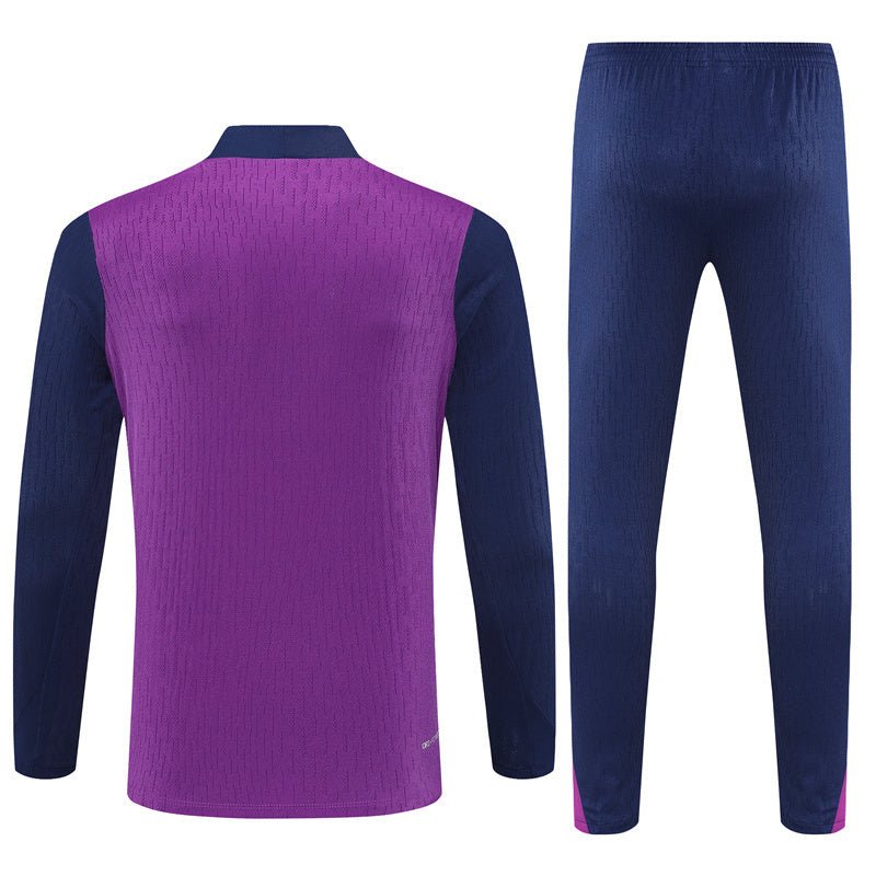 25/26 FC Barcelona Half Zip Training Purple/Blue Kids Size Tracksuit from FootballPrestige.shop - Premium Concept kits