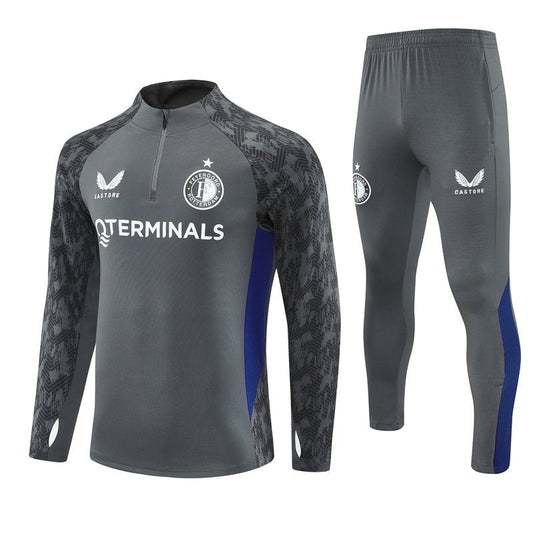 25/26 Feyenoord Training Grey Kids Size Tracksuit - Premium Quality Jersey at FootballPrestige.com