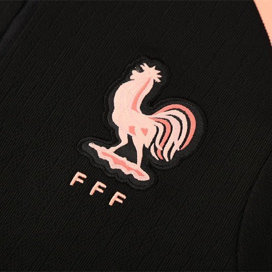 25/26 France Training Black/Light Pink Kids Size Tracksuit from FootballPrestige.shop - Premium Concept kits