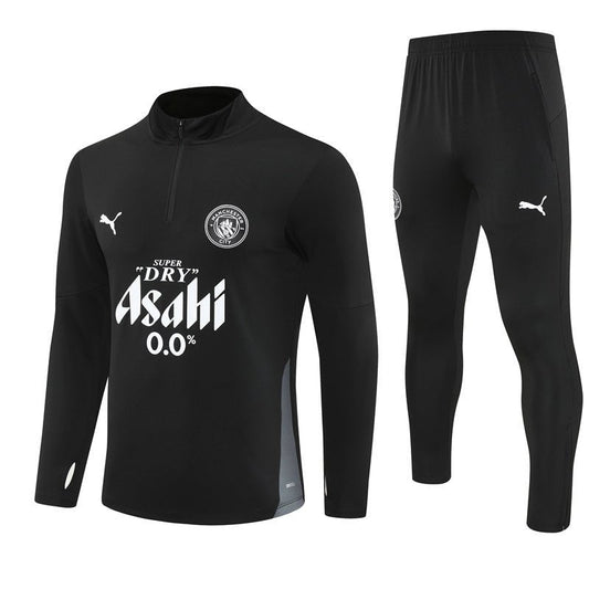 25/26 Manchester City x Asahi Black Kids Size Tracksuit - Premium Quality Jersey at FootballPrestige.com