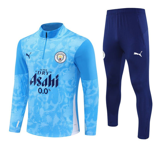 25/26 Manchester City x Asahi Blue Kids Size Tracksuit - Premium Quality Jersey at FootballPrestige.com