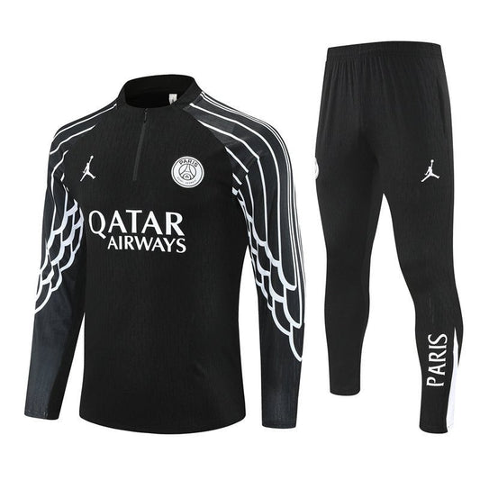 25/26 PSG x Jordan Black Kids Size Tracksuit - Premium Quality Jersey at FootballPrestige.com