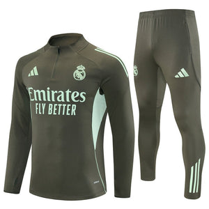 25/26 Real Madrid Training Dark Olive Kids Size Tracksuit from FootballPrestige.shop - Premium Concept kits