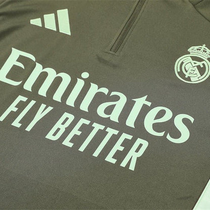 25/26 Real Madrid Training Dark Olive Tracksuit - Premium Quality Jersey at FootballPrestige.com
