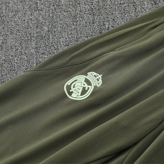 25/26 Real Madrid Training Dark Olive Tracksuit - Premium Quality Jersey at FootballPrestige.com