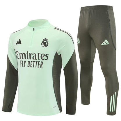 25/26 Real Madrid Training Lime Green Kids Size Tracksuit - Premium Quality Jersey at FootballPrestige.com