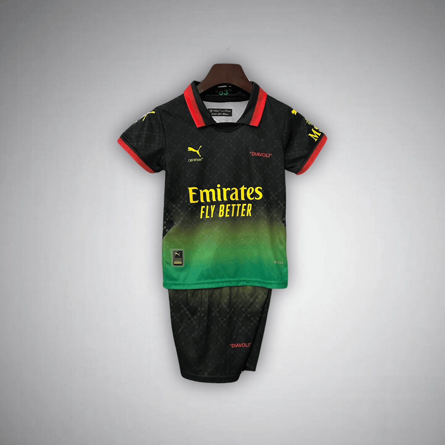AC Milan x Off - White "Diavoli" Premium Kids Size Kit from FootballPrestige.shop - Premium Concept kits