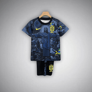 Brazil "Jesus" Premium Blue Kids Size Kit from FootballPrestige.shop - Premium Concept kits
