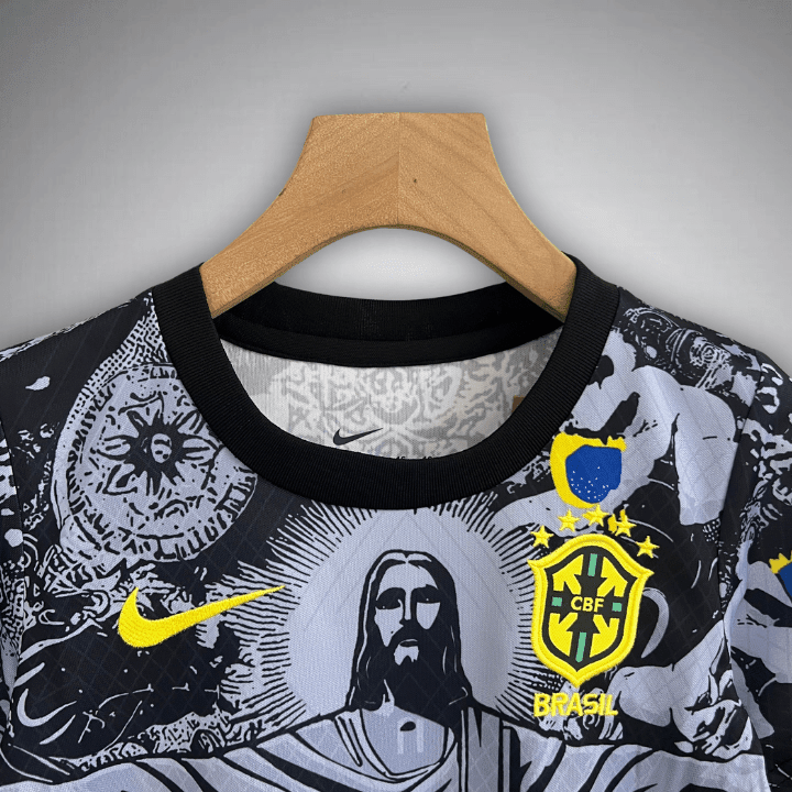 Brazil "Jesus" Premium Kids Size Kit from FootballPrestige.shop - Premium Concept kits