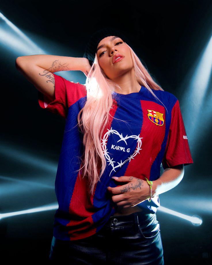 FC Barcelona x Karol G Limited Edition Home Kit from FootballPrestige.shop - Premium Concept kits