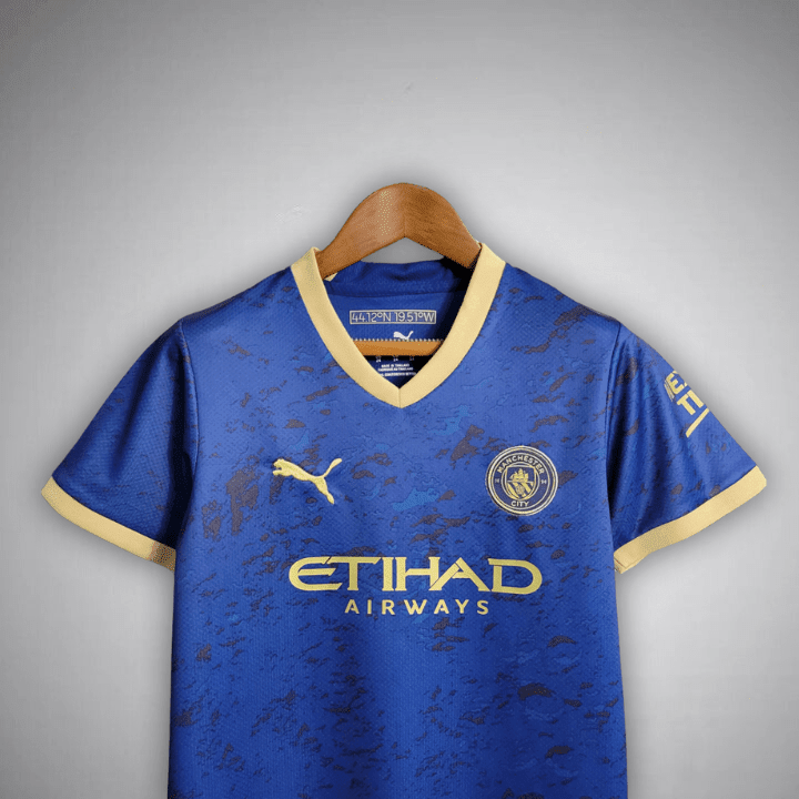 Manchester City "Navy Fusion" Premium Kids Size Kit from FootballPrestige.shop - Premium Concept kits