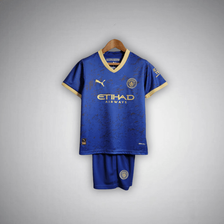 Manchester City "Navy Fusion" Premium Kids Size Kit from FootballPrestige.shop - Premium Concept kits