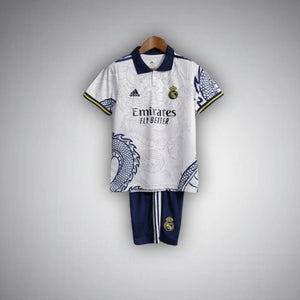 Real Madrid Dragon Blanco Premium Kids Size Kit from FootballPrestige.shop - Premium Concept kits