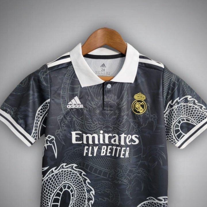 Real Madrid "Dragon Negro" Premium Kids Size Kit from FootballPrestige.shop - Premium Concept kits