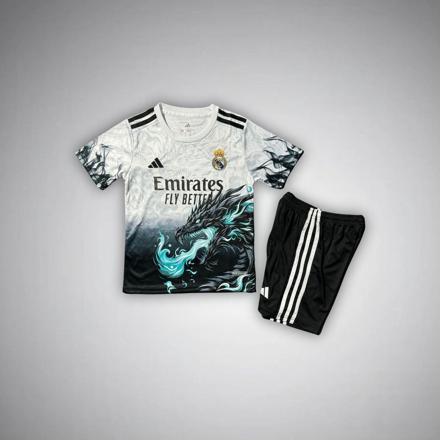 Real Madrid "Emerald Flame" Premium Kids Size Kit - Premium Quality Jersey at FootballPrestige.com